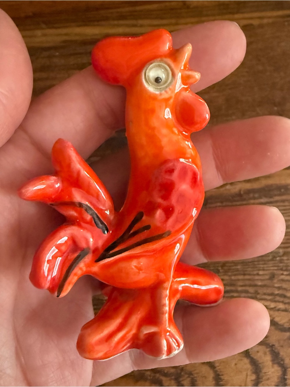 Vintage Kitschy Orange Rooster Googly Eyes Enesco Japan Adorable Bright Chicken